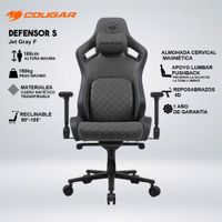 SILLA GAMING COUGAR DEFENSOR S JET GRAY F RECLINA 155 CUERO SINTÉTICO