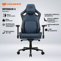 SILLA GAMING COUGAR DEFENSOR S NAVY BLUE F RECLINA 155 CUERO SINTÉTICO