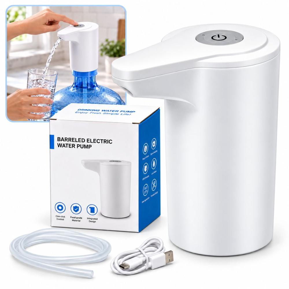 Dispensador Eléctrico de Agua Recargable USB YP-02 para Bidón con Botón One Touch