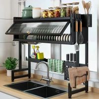 ORGANIZADOR Y ESCURRIDOR DE PLATOS DE 2 NIVELES CON TAPA DE 85 CM