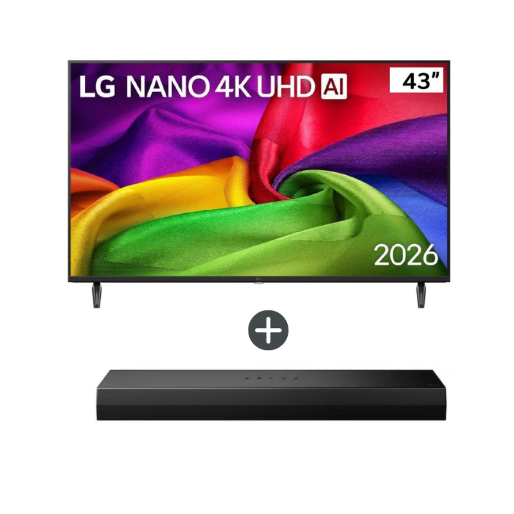 Televisor LG 43 NANO 4K UHD AI Smart TV 2026 - 43NU800BPS Con Soundbar LG AI Sound 50w S20A