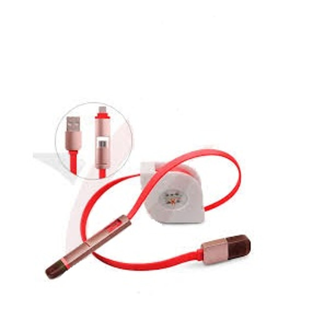 Cable Usb Retractil 2 En 1 Android (v8) Y iPhone