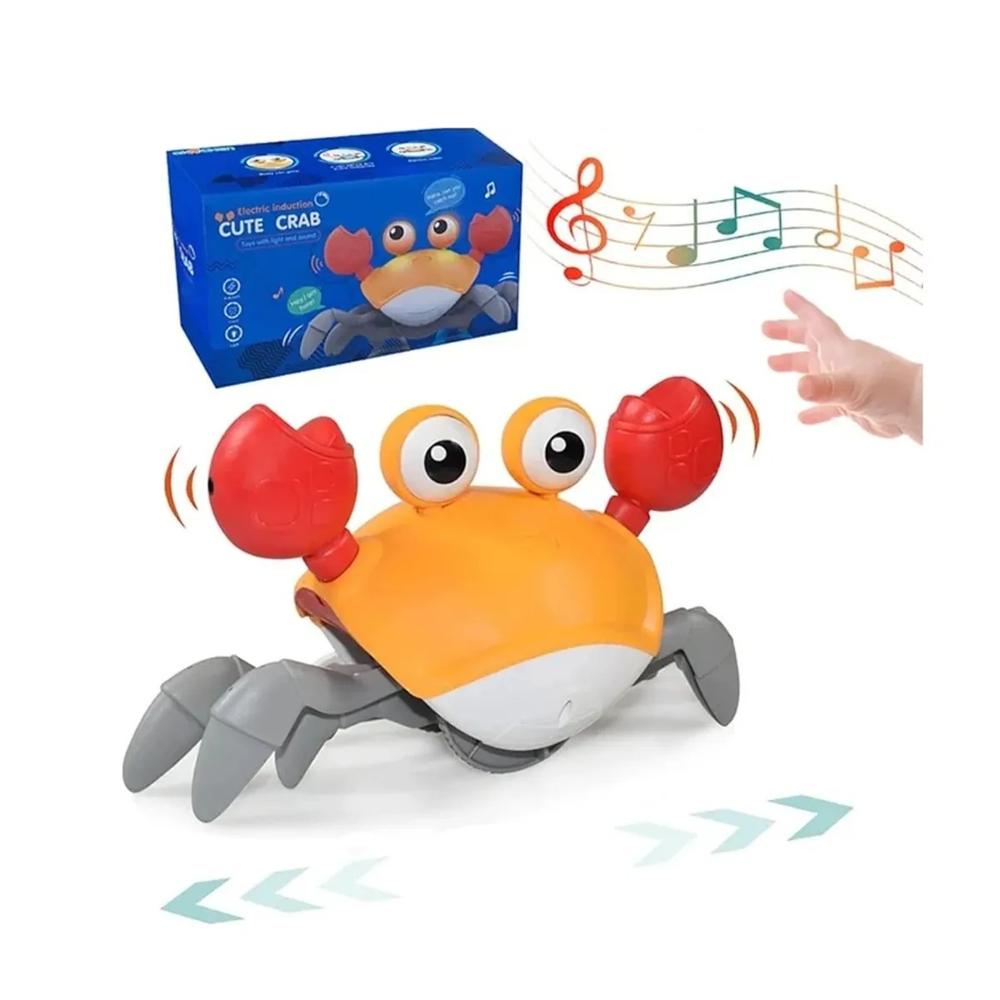CANGREJO BAILARÍN CON SENSOR RECARGABLE CON LUZ Y SONIDO COLOR AMARILLO Y ROJO