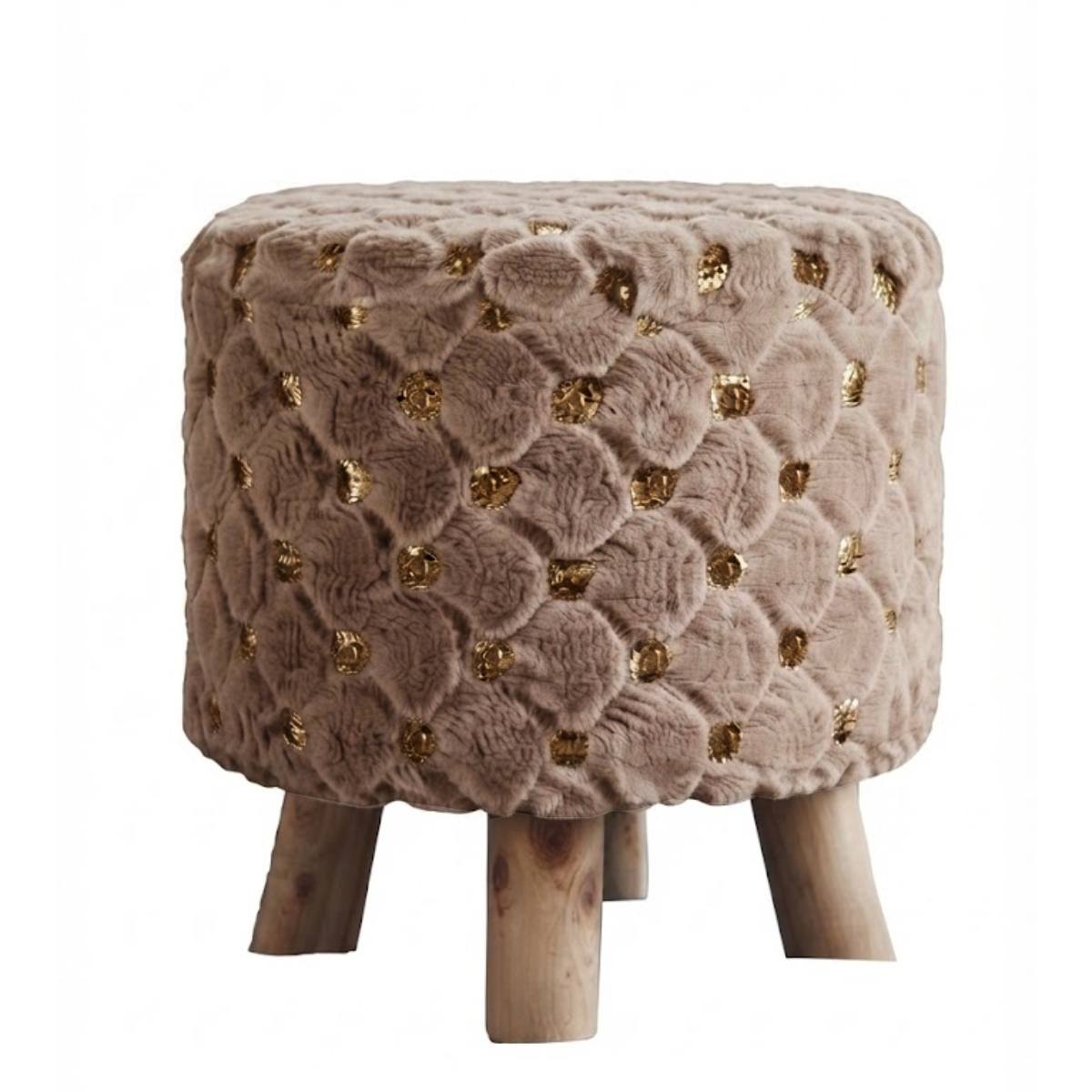 Taburete Banquito Banco De Felpa Madera 28cm Marrón