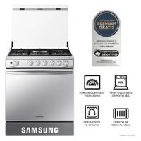 Cocina de Pie a Gas 5 hornillas con Plancha y Grill plateado Samsung NX52T7322PSPE