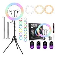 Aro De Luz 45 Cm Rgb Led Trípode Profesional Control Remoto Color De La Estructura Negro  MOD HXMJ45