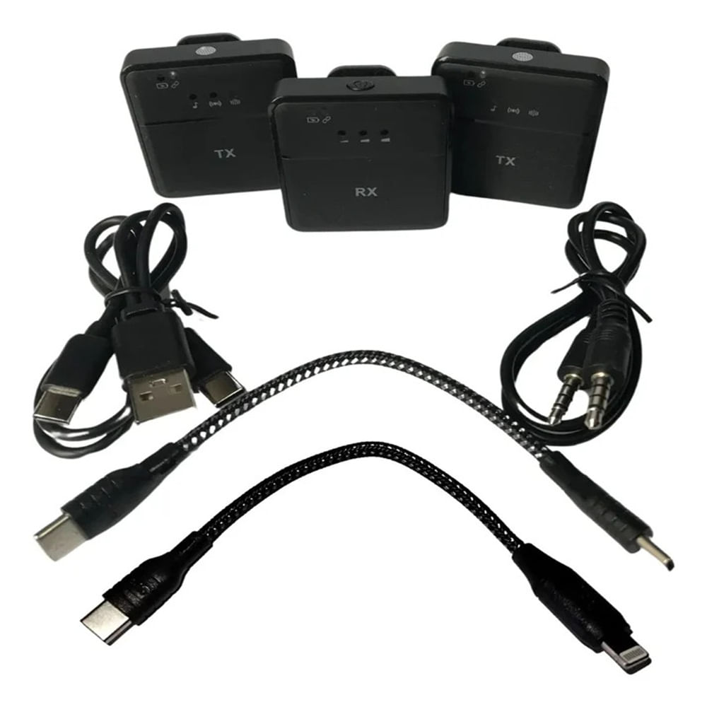 Micrófono Corbatero Inalámbrico USB C iPhone3.5mm  MOD Sx9 Negro