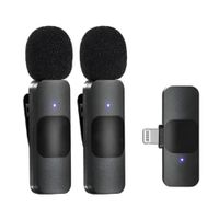 WIRELESS MICROPHONE DOBLE MICROFONO BASICO PARA TYPE IPHONE MICROFONO SOLAPERO MOD K9-IP