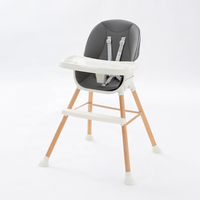SILLA DE COMER DE MADERA PARA BEBES 5 EN 1 DE LUJO GRIS