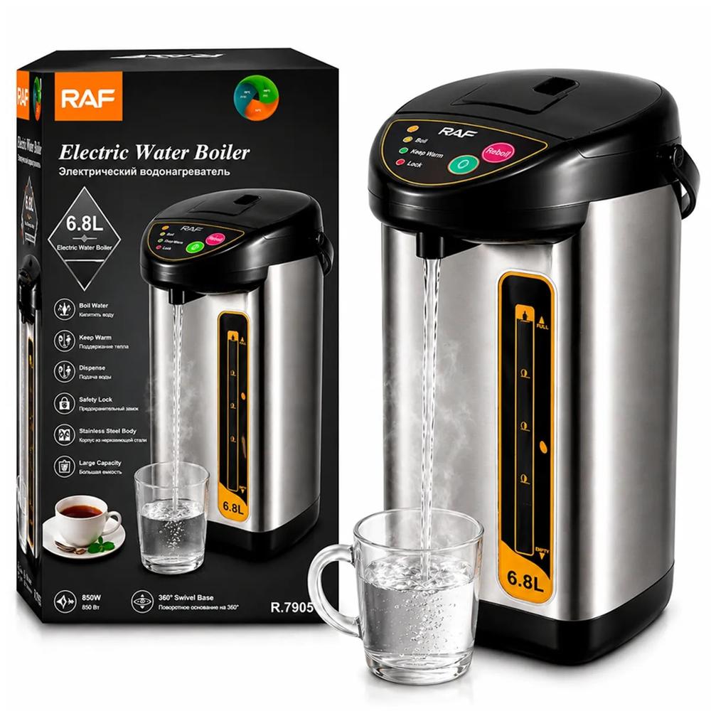 Termo Hervidor Eléctrico RAF 6.8L Acero Inoxidable Dispensador de Agua Caliente 850W