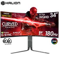 Monitor Curvo gaming HALION HG-3442WQ 34 UWQHD VA 180Hz 1ms G-SYNC FREESYNC Altavoces