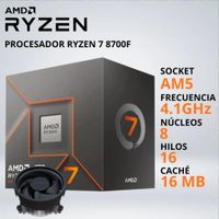 PROCESADOR RYZEN 7 8700F 4.1-5.0 GHz 16MB AM5 FAN-COOLER - 037006