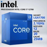 PROCESADOR INTEL CORE i7-12700 LGA1700 2.1-4.9 GHz 25MB GRAFICOS INTEL 770 - FAN-COOLER 031626