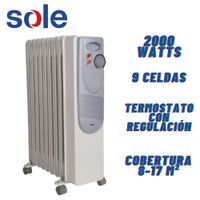 Estufa de Aceite Sole Eléctrica 9 celdas SOLE2000 Área 17 mt2