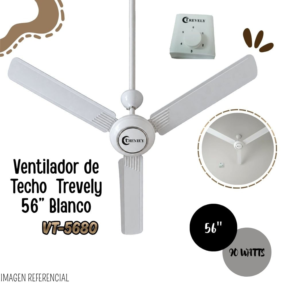 Ventilador de Techo Trevely 56 Blanco - VT-5680