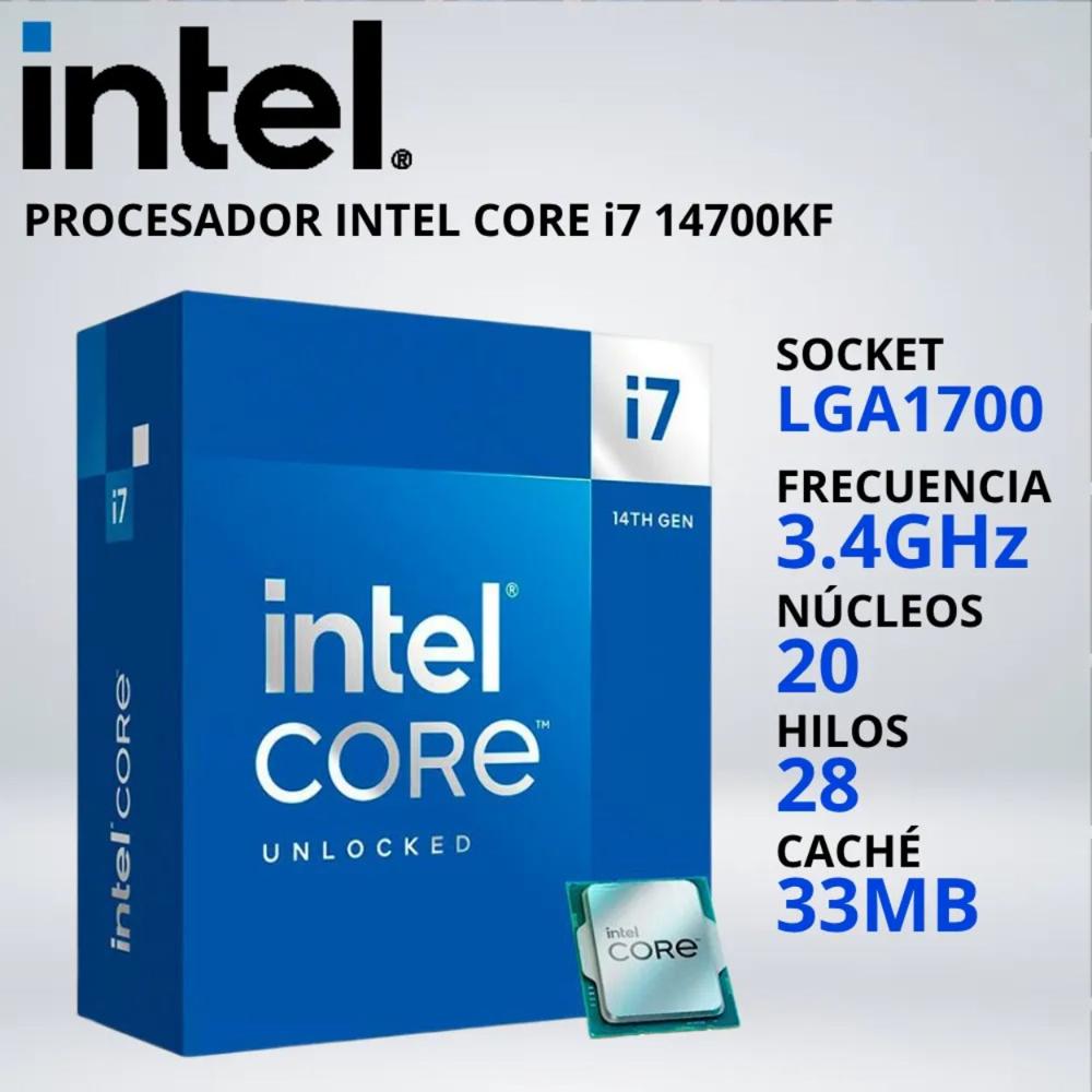 PROCESADOR INTEL CORE i7-14700KF LGA1700 3.4-5.6GHz 33MB - 035698