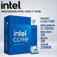 PROCESADOR INTEL CORE i7-14700 LGA1700 2.1-5.4 GHz 33MB GRAFICOS INTEL 770 FAN-COOLER - 036216