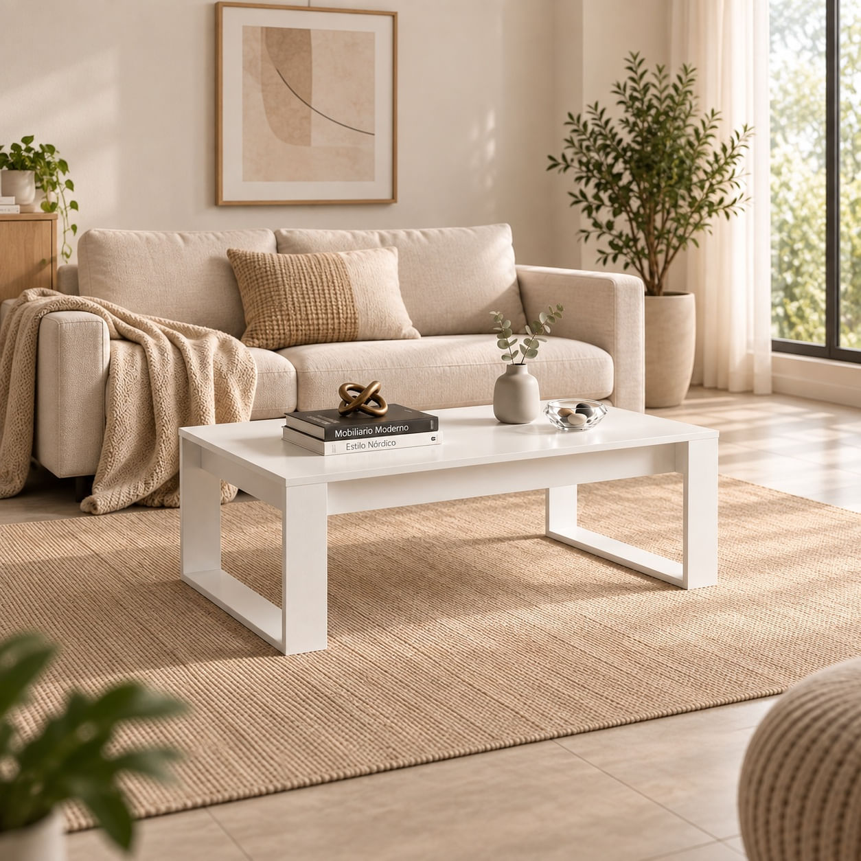 Mesa de centro moderna cuadrada Elio color blanco Muebleo.pe