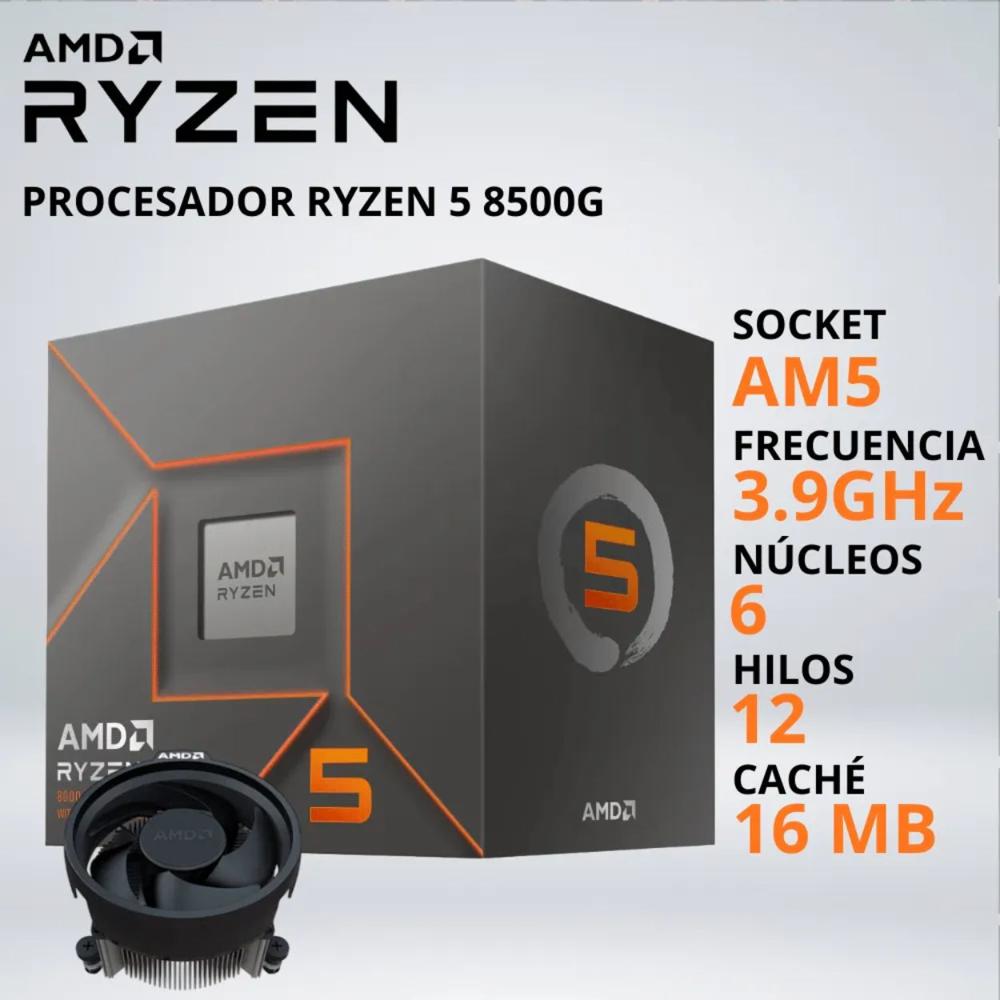 PROCESADOR RYZEN 5 8500G 3.955.0 GHz 16MB AM5 GRAFICOS RADEON 740M FAN-COOLER - 036232.