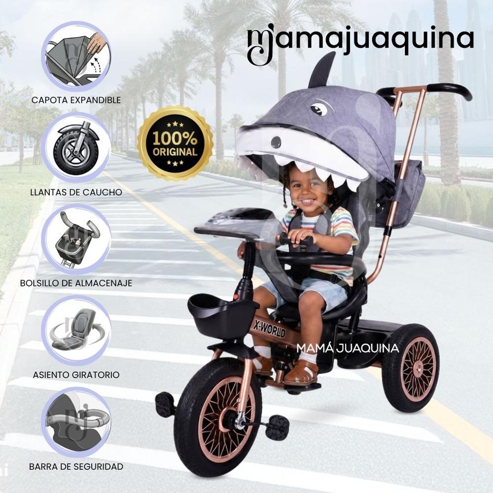 Triciclo Guiador DIVER GOLDEN Diseño Animado Gray