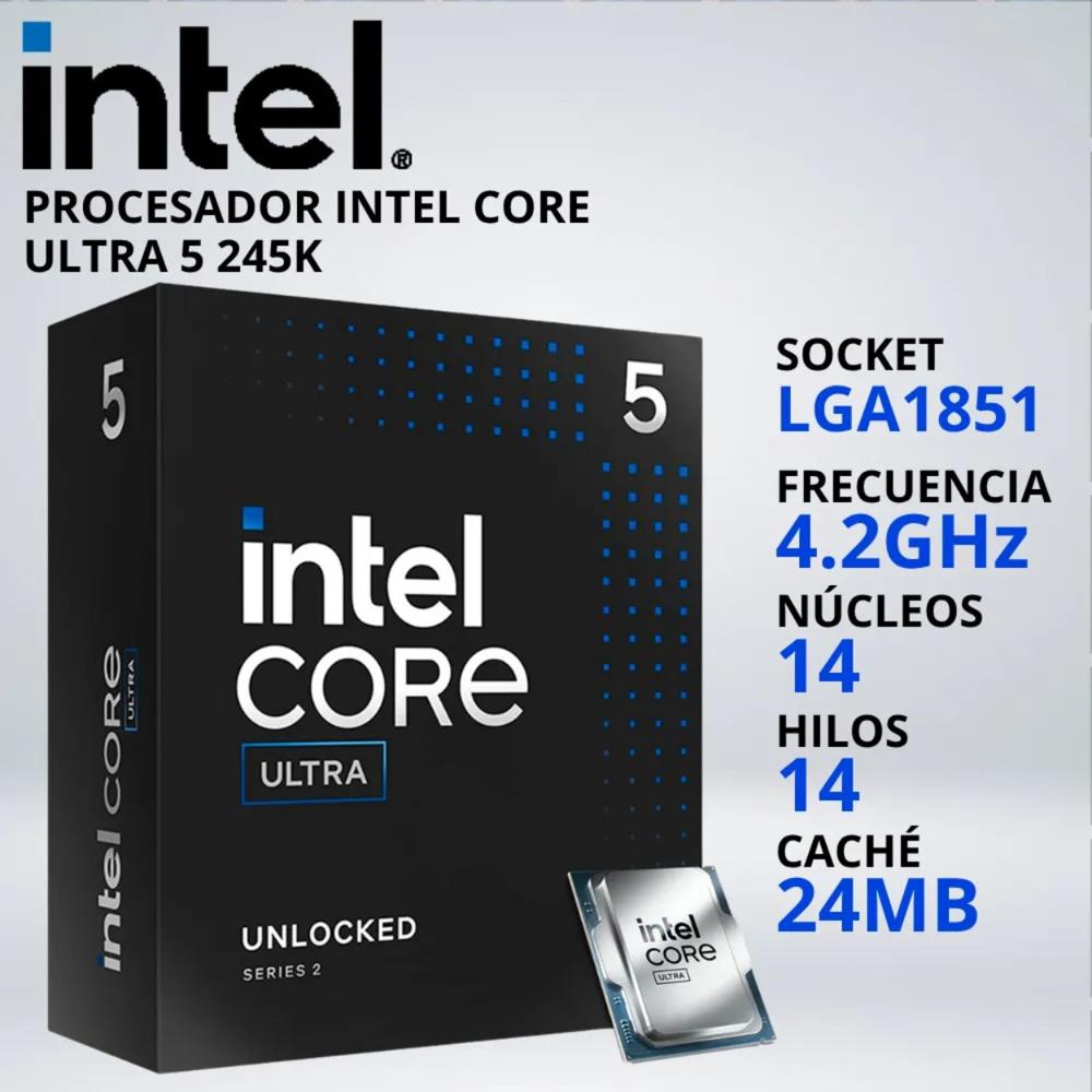 PROCESADOR INTEL CORE ULTRA 5-245K LGA1700 4.2-5.2 GHz 24MB GRAFICOS INTEL - 037966