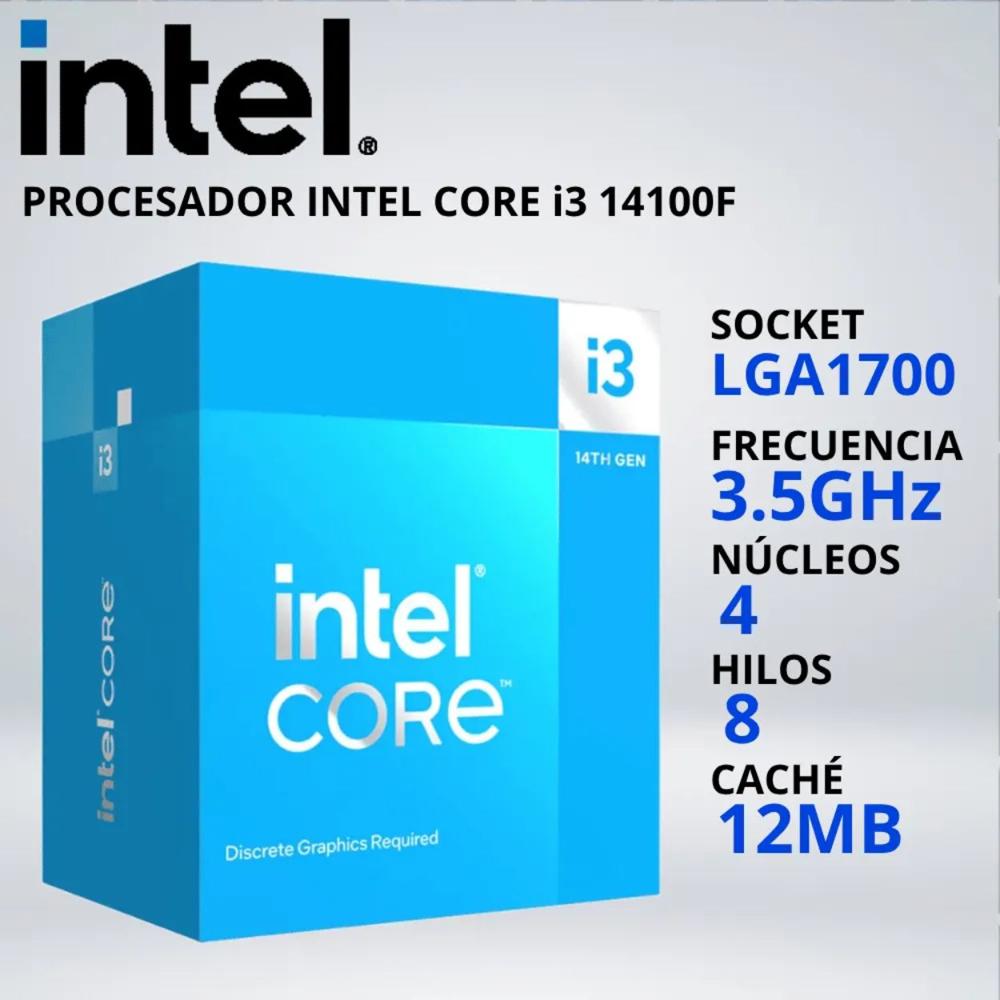 PROCESADOR INTEL CORE i3-14100F LGA1700 3.5-4.7 GHz 12MB FAN-COOLER - 036236