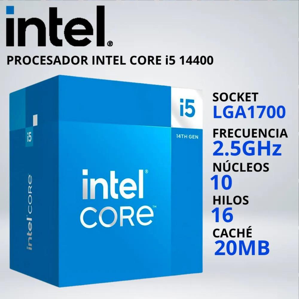 PROCESADOR INTEL CORE i5-14400 LGA1700 2.5-4.7 GHz 20MB GRAFICOS INTEL 730 FAN-COOLER - 036223.
