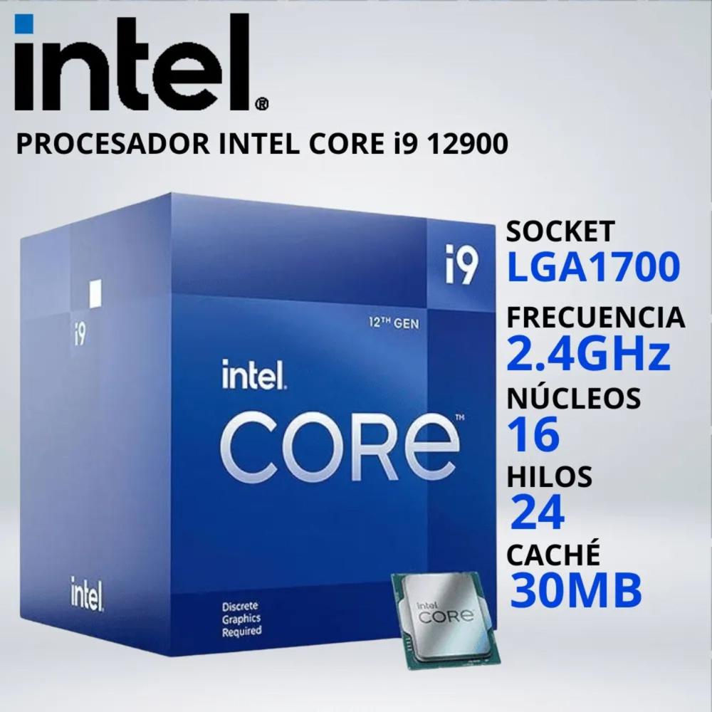PROCESADOR INTEL CORE i9-12900 LGA1700 2.4-5.1 GHz 30MB GRAFICOS INTEL 770 - FAN-COOLER - 032408.