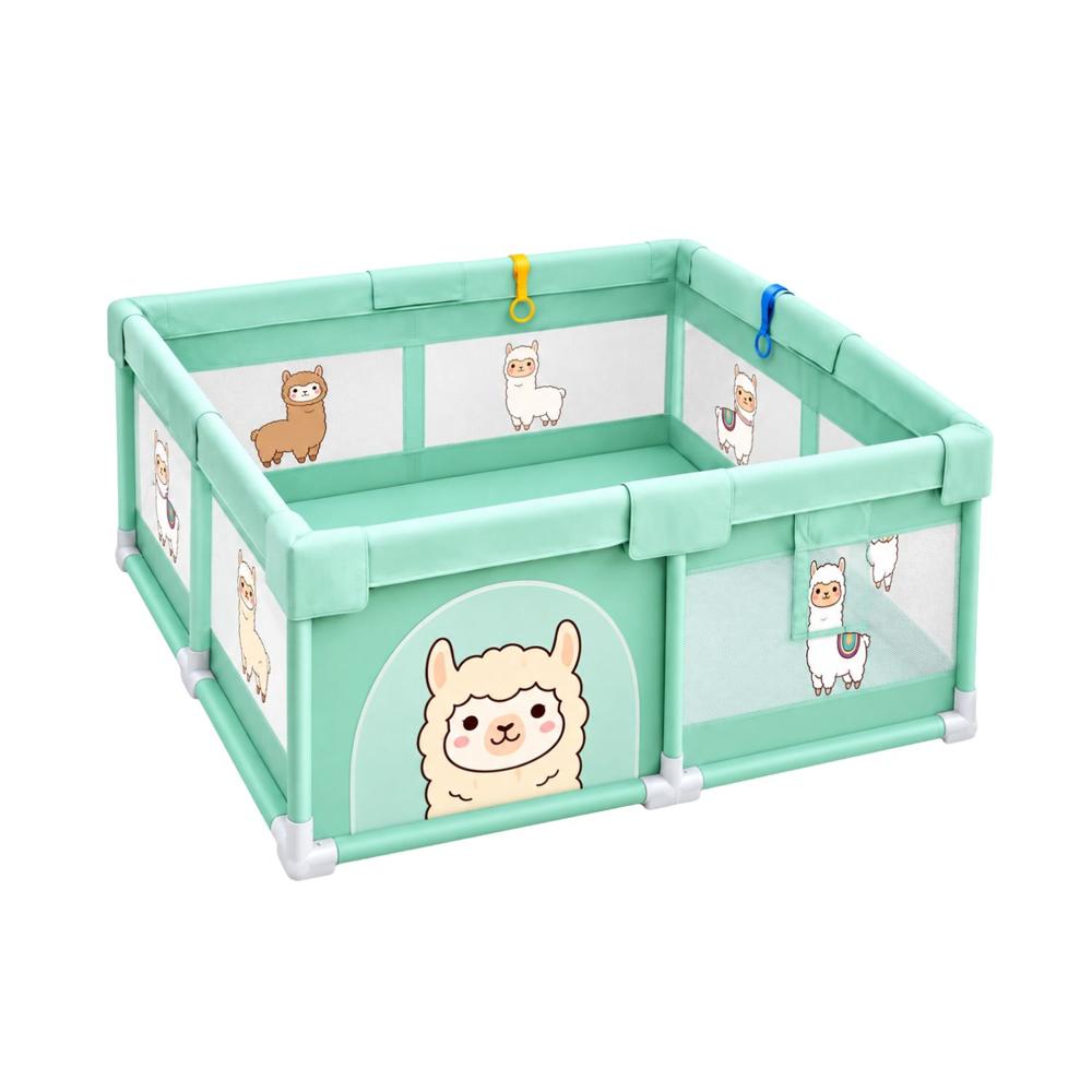 Corral Infantil Para Bebé Llamas Verde