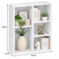 Estantería librero organizador de libros de 80x60x15 cm blanco