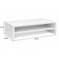 soporte de monitor, escritorio elevado blanco de 15x45x30 cm