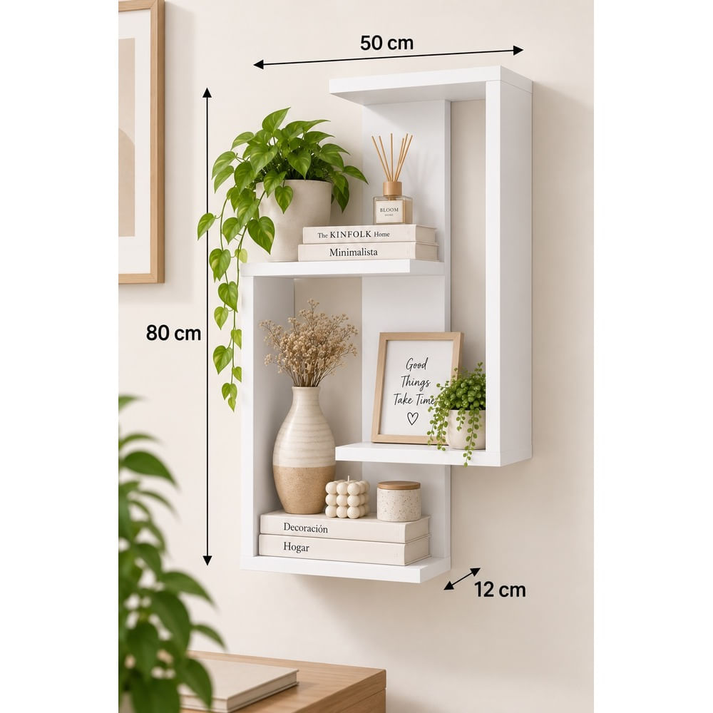 repisa flotante moderna blanco de 80x50x12 cm de melamine