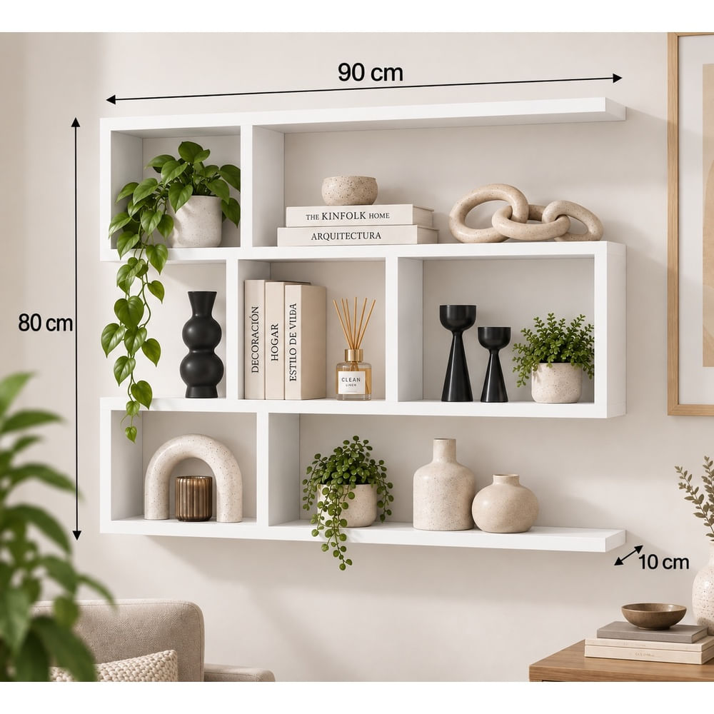Repisa flotante blanco de 90x 80x10 cm de melamine