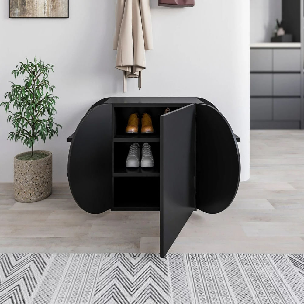 Zapatera Moderno Gilda Negro R&R Muebles