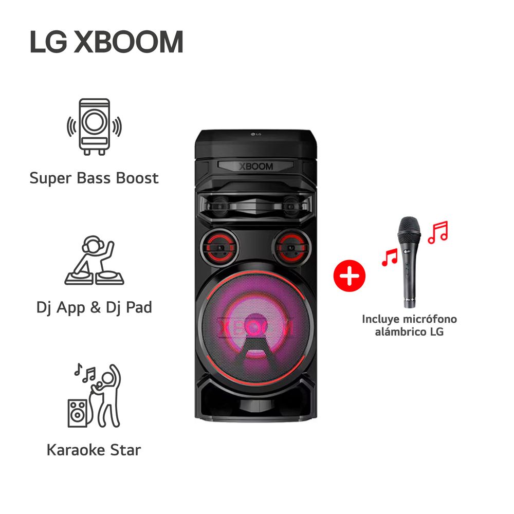 Torre de sonido XBOOM Multi-Bluetooth Karaoke Star Negro LG RNC7