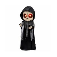 HALLOWEEN - Segador de Poliéster Negro de Halloween con Ojos Rojos LED – 125 cm