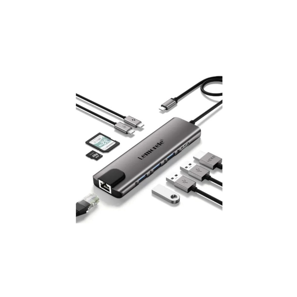 Adaptador Lemorele USB-C Multipuerto USB C 9 en 1 con Gigabit Ethernet