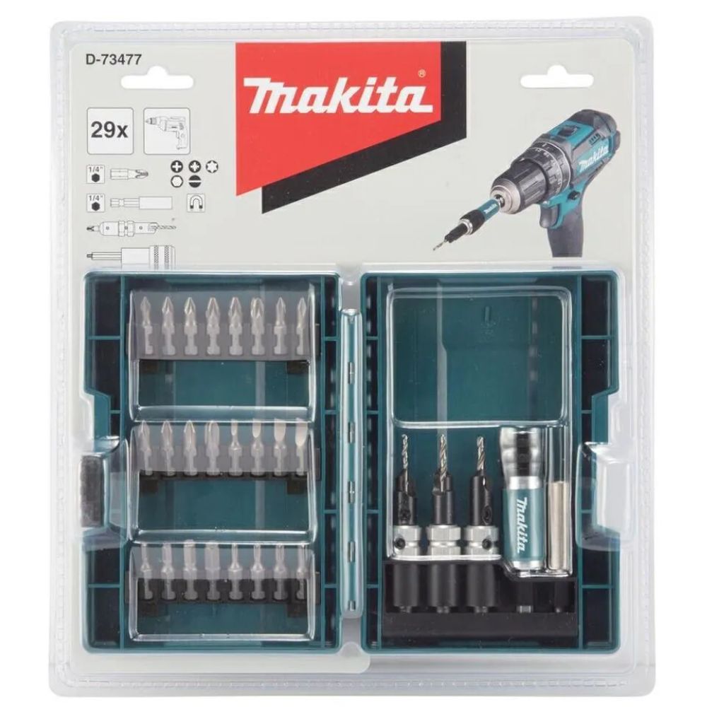Kit de puntas avellanadores y guía de 29 piezas Makita D-73477