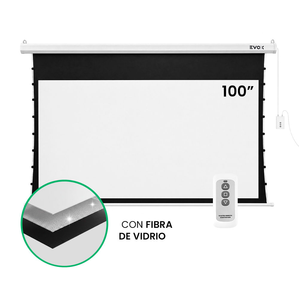 Ecran Eléctrico Tensionado Evox Pantalla de 100 Pulgadas con Fibra de Vidrio