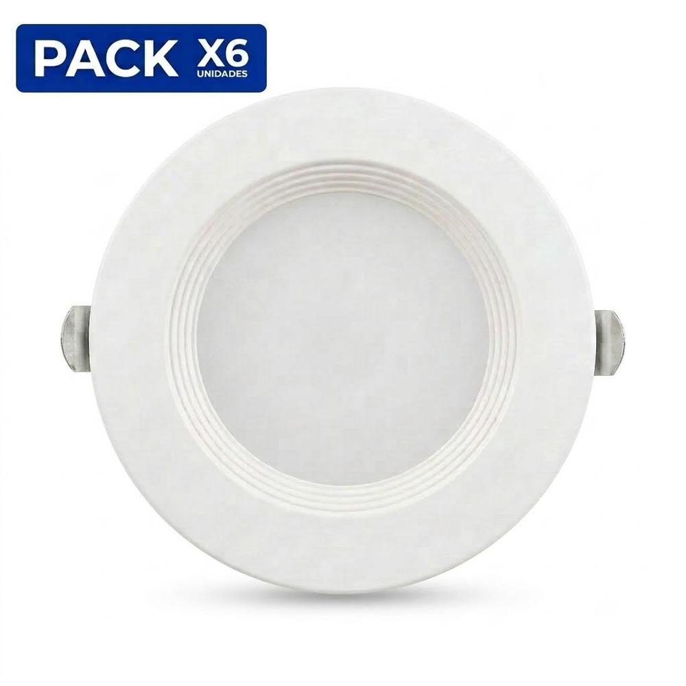 Pack x6 Spot Para Empotrar  Caja Octogonal 9W 3 Tiempos color Blanco