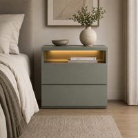Velador Siena Moderno Doble Cajón Color Agave TU MESITA Canto Delgado