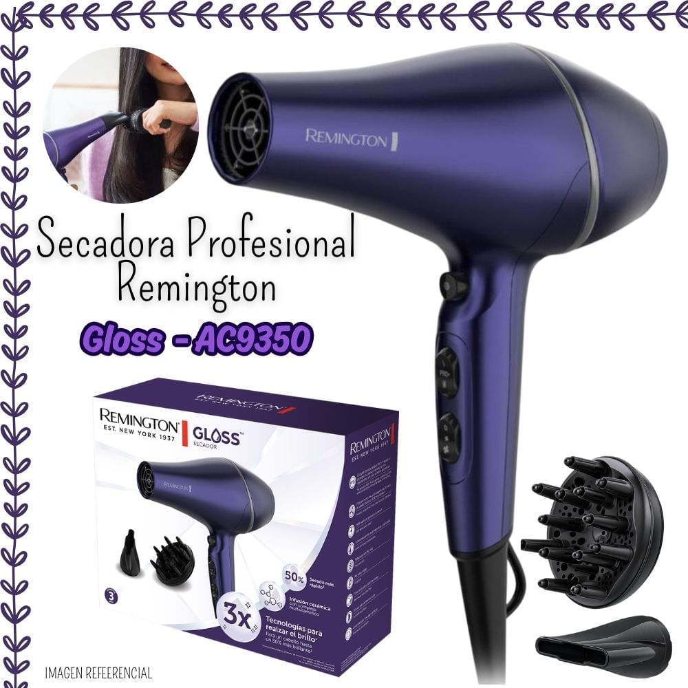 SECADORA DE CABELLO REMINGTON GLOSS AC9350