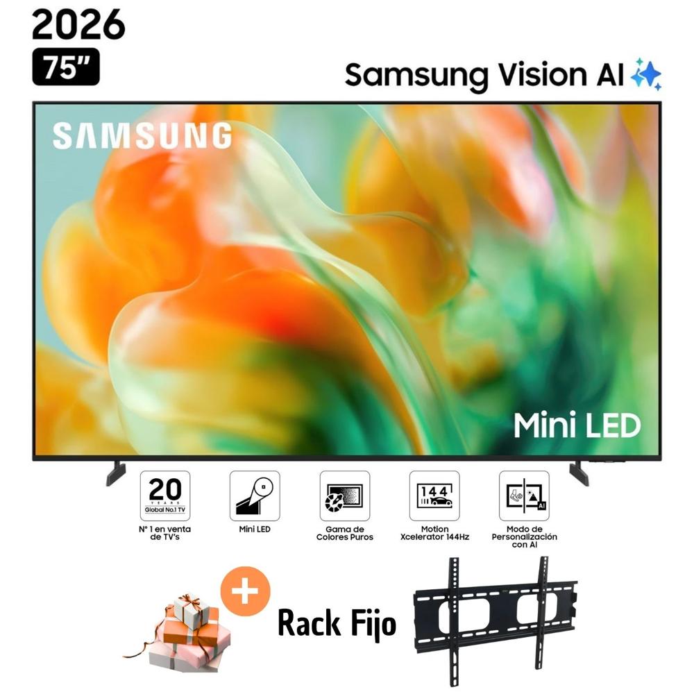 Televisor Samsung 75'' Mini LED M80H Vision AI Smart TV 2026 y Rack Fijo