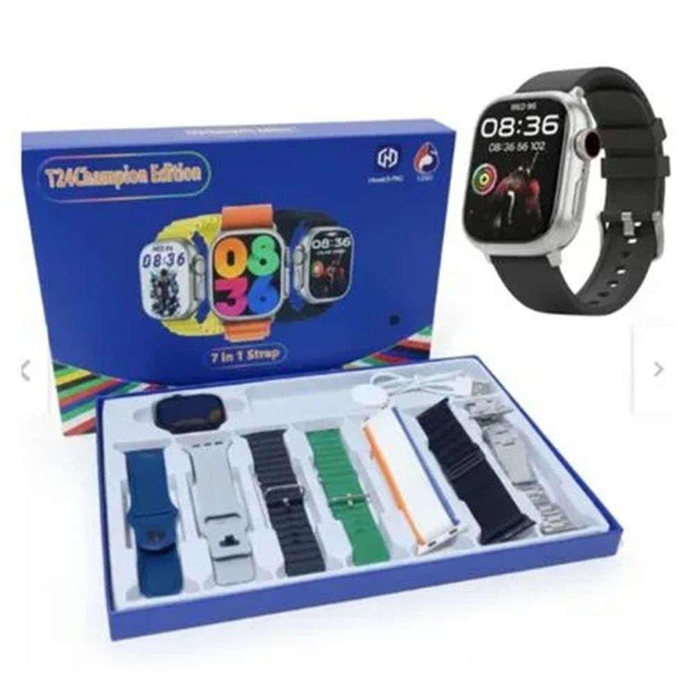 Smart Watch PLATEADO Bluetooth llamadas frecuencias  7 Correas colores - MOD T24