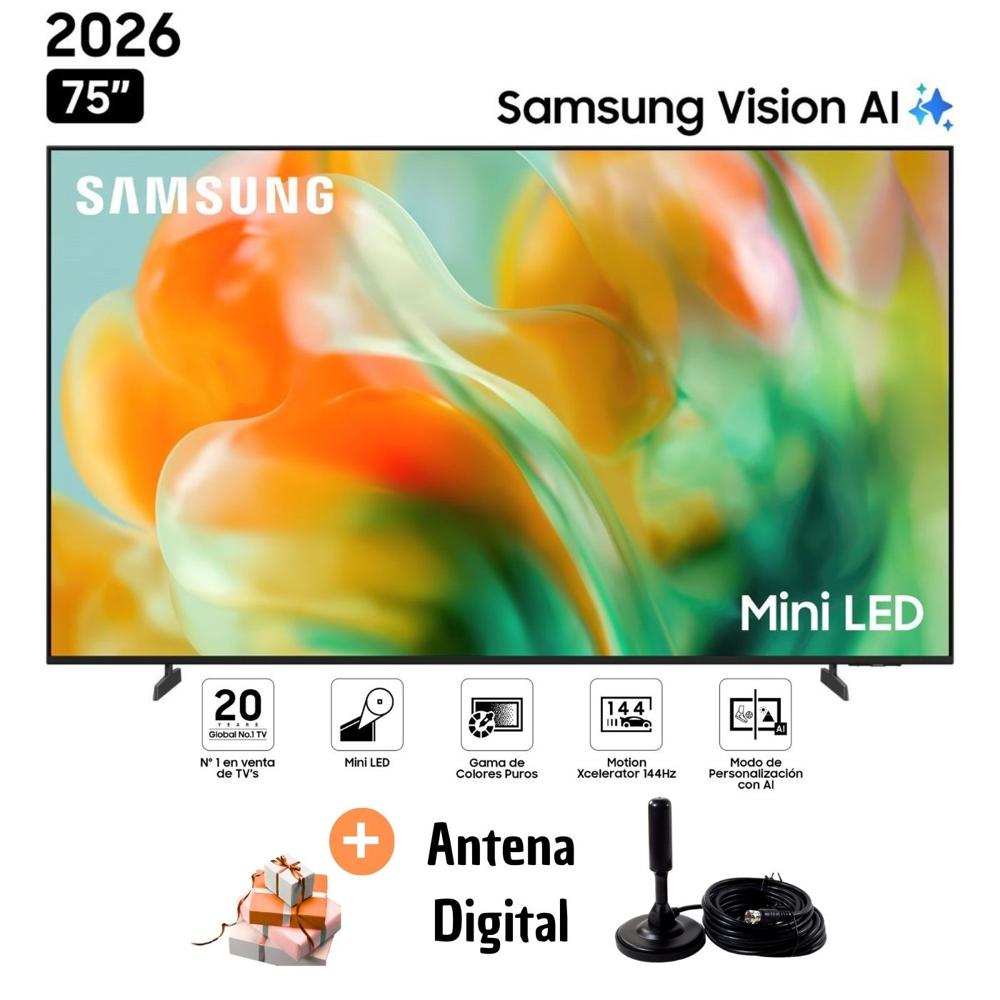 Televisor Samsung 75'' Mini LED M80H Vision AI Smart TV 2026 y Antena Digital