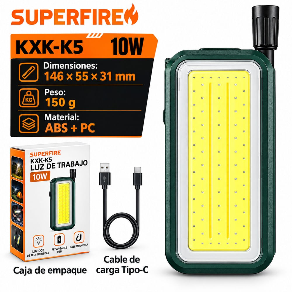 Lámpara Superfire De Trabajo Con Cuello De Cisne Flexible