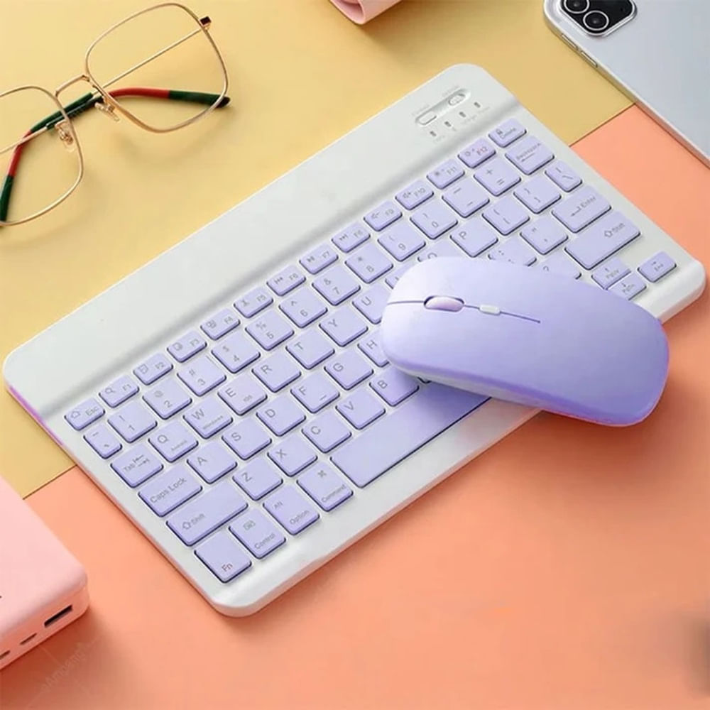 TECLADO MOUSE INALAMBRICO BLUETOOTH A2000 - MORADO