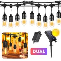 GUIRNALDAS LUZ CALIDA CON PANEL SOLAR  Y ELECTRICO 10 METROS Y 20 FOCOS.