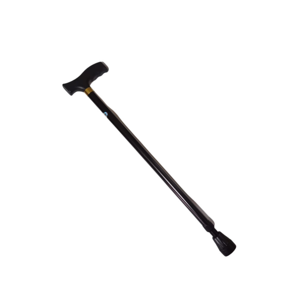 Bastón de Aluminio Ajustable Grueso Mango Tipo L Negro