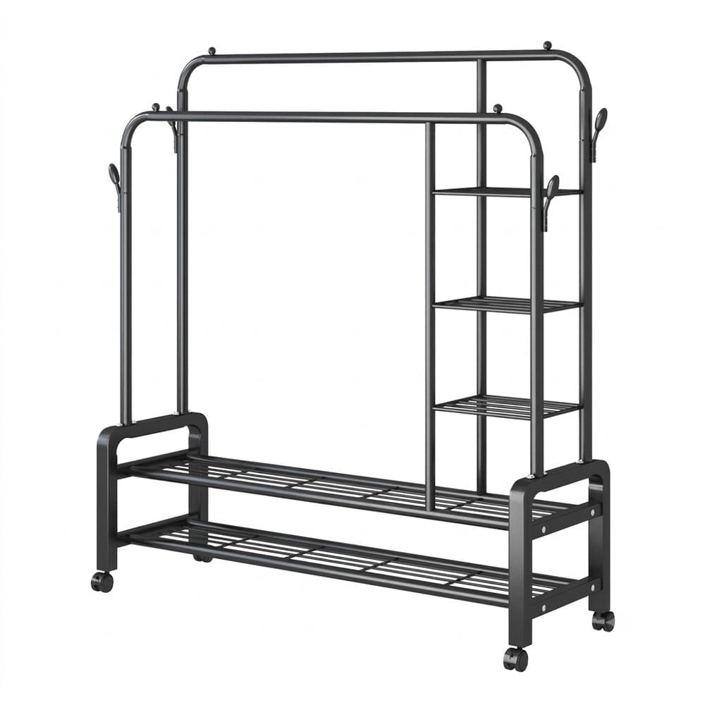 Perchero Organizador MULTIFUNCIONAL 4 En 1 con Repisas y Ruedas VL YP618 120kg